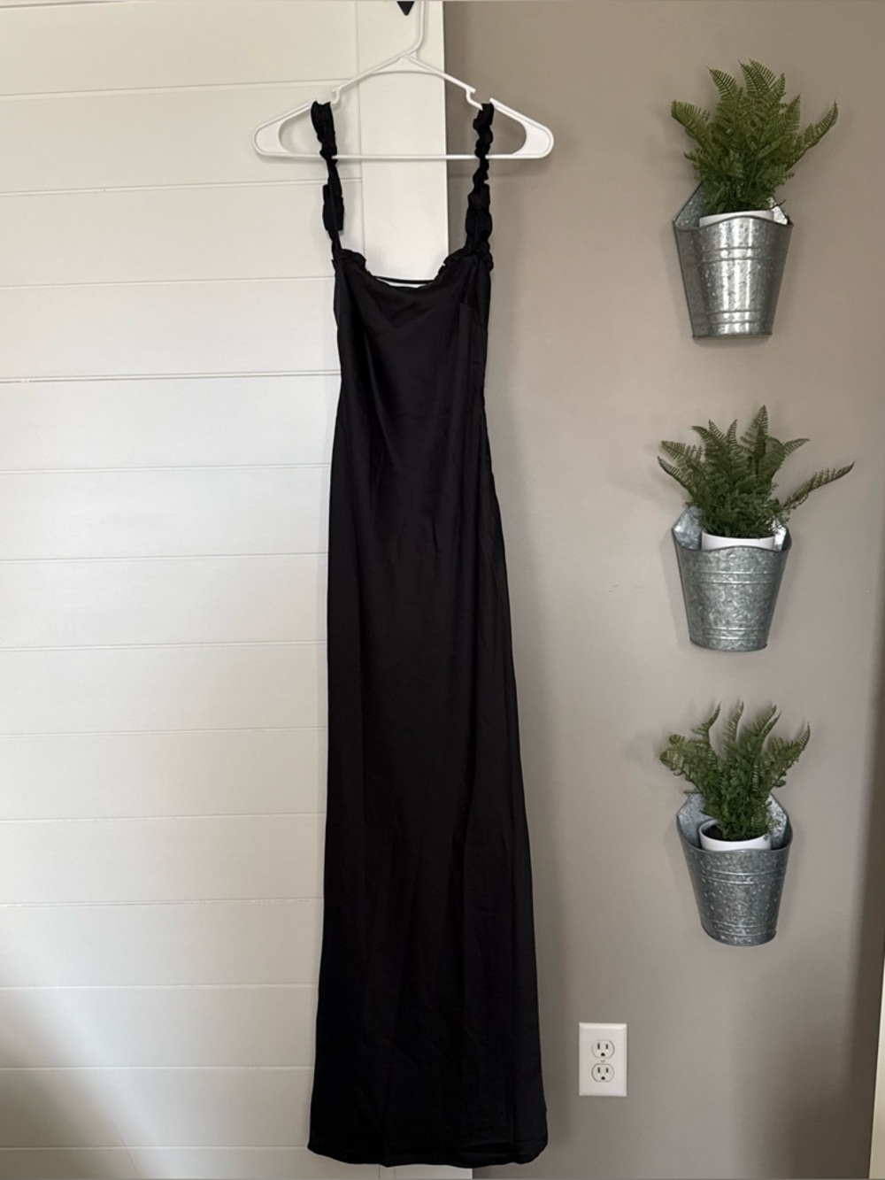 Beginning Boutique Black Long Ruffled Dress